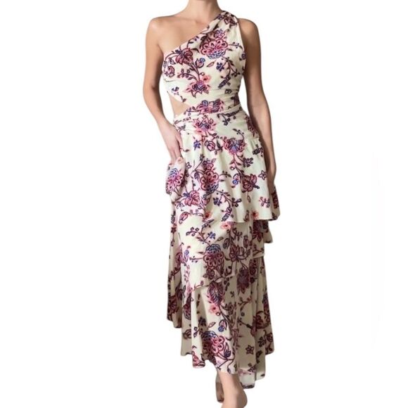 A.L.C. Yolanda Maxi Cream Dress Asymmetrical Size XS - Picture 5 of 13